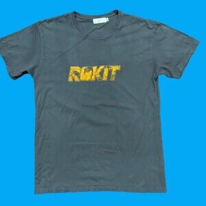 Rokit Streetwear Basketball Logo Gray Orange Tee Men's Size XL